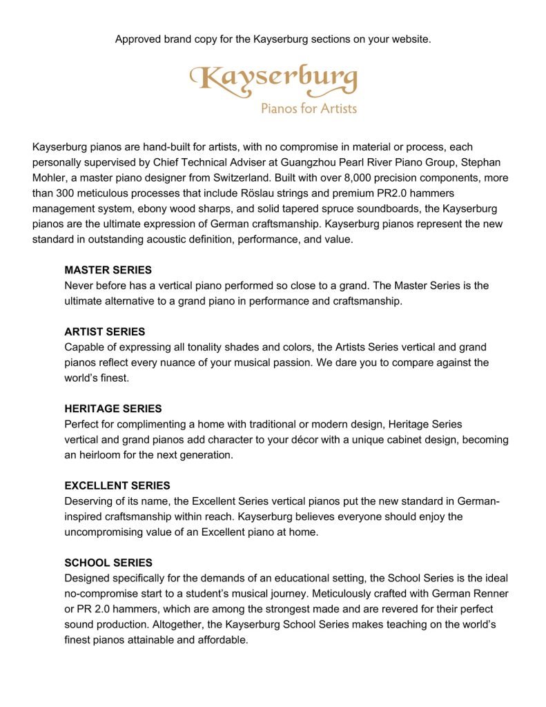 Approved brand copy for the Kayserburg section on your website_